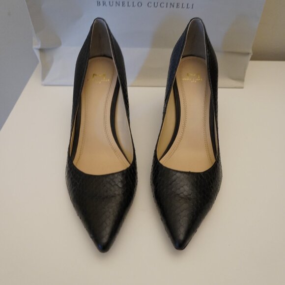 Marc Fisher Black Zala Snake Embossed Pumps Size 7 1/2 - Picture 2 of 7